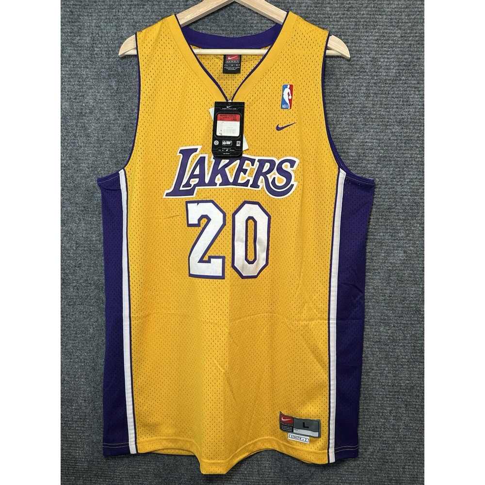 NWT VTG Nike Los Angeles Lakers Authentic The‎ Glove Payton Sewn Jersey Large+2